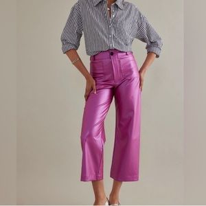 The Colette Cropped Wide-Leg Faux Leather Pants by Maeve